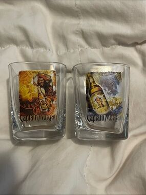 Branded Clear Glass Shot Glasses - Set of 2 (Gold, Brown)